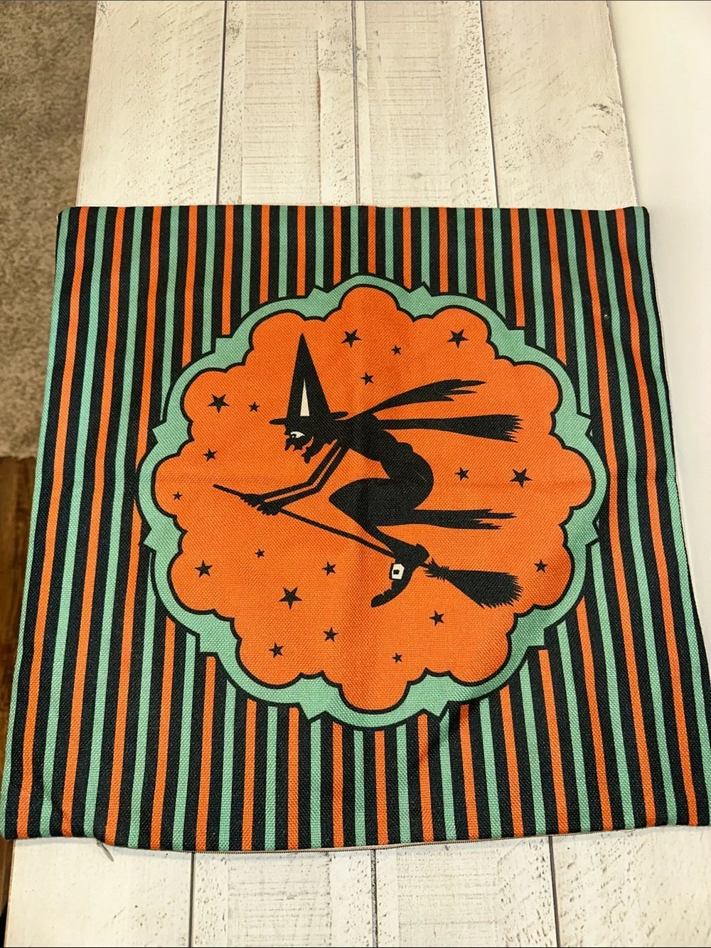 Halloween Witch Pumpkin Orange & Black Decorative Pillow Cover